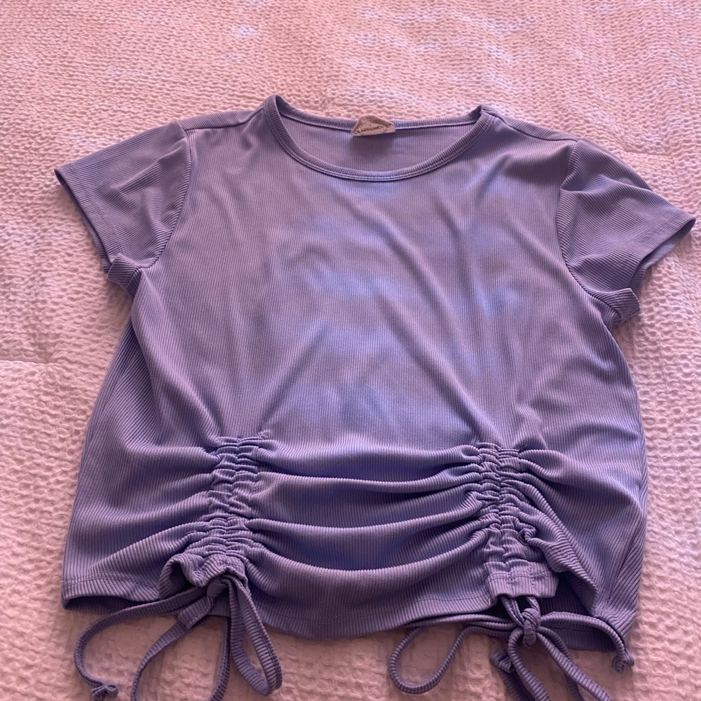 Light blue adjustable length crop top